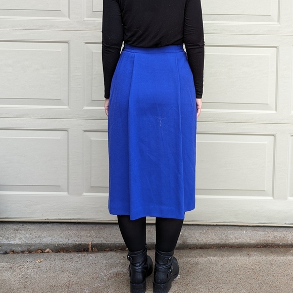 vintage DONCASTER electric blue wool midi skirt S - Picture 6 of 8